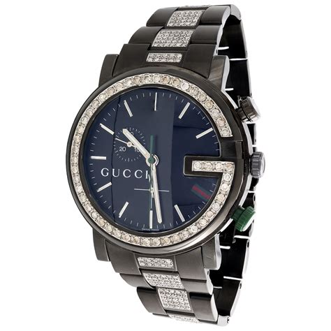 gucci watch black diamonds|gucci black chronograph watch.